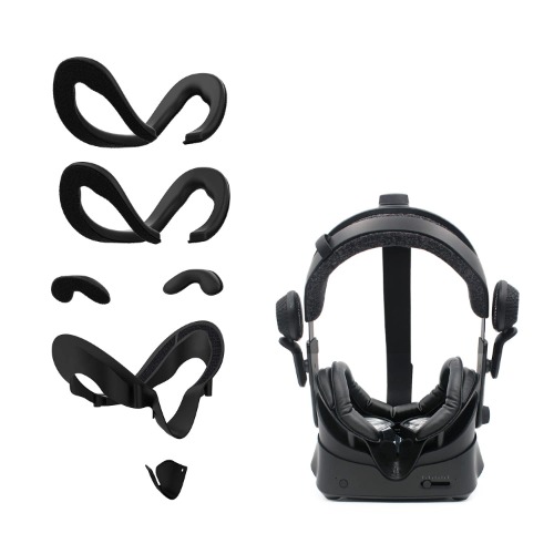 AMVR Facial Interface Bracket & PU Leather Foam Face Cover Pad Replacement & Anti-Leakage Nose Pad & Protective Lens Cover Comfort Set for Valve Index Headset - 