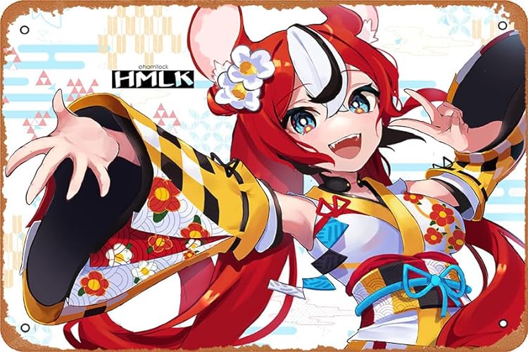 Virtual Youtuber, Hololive, Hakos Baelz Anime Poster Home Wall Art Decoration Retro Metal Tin Sign 8x12 inch