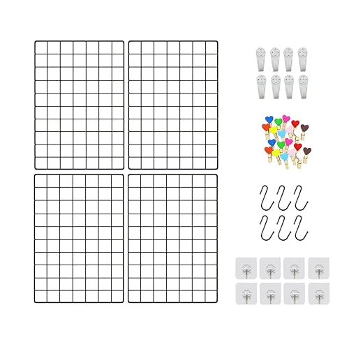 ZUOKEMY 4 Pieces Mounted Photo Grid Wall Grid Decorative Panels(black11.8 x15.7) for Living Room, Bedroom, Office, Study, Etc. Photo Memo Display Grid Panels - Black/11.8"x15.7"