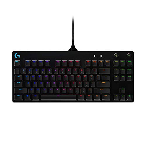 Logitech G PRO Mechanical Gaming Keyboard, Ultra Portable Tenkeyless Design, Detachable Micro USB Cable, 16.8 Million Color LIGHTSYNC RGB Backlit Keys - Black - Gen 1 Wired - Clicky - Keyboard
