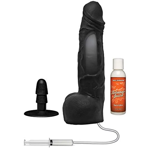 Doc Johnson Merci - Squirting 10" ULTRASKYN Dildo - with Removable Vac-U-Lock Suction Cup - for Adults Only, Black