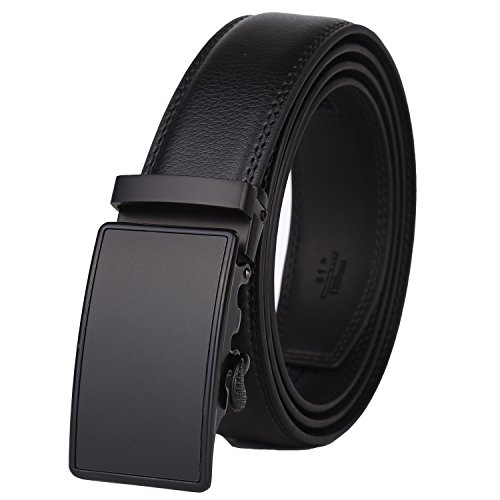 Lavemi Men's Real Leather Ratchet Dress Casual Belt, Cut to Exact Fit, Elegant Gift Box - Adjustable from 20" to 44" Waist - Black Style11