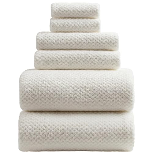 HVMS Oversized Bath Towels Extra Large 40x80 Inches Bath Sheets for Adults Super Soft Quick Dry Highly Absobent Microfiber Shower Towels (White,6 Piece)… - White 6 Piece - 6 Piece
