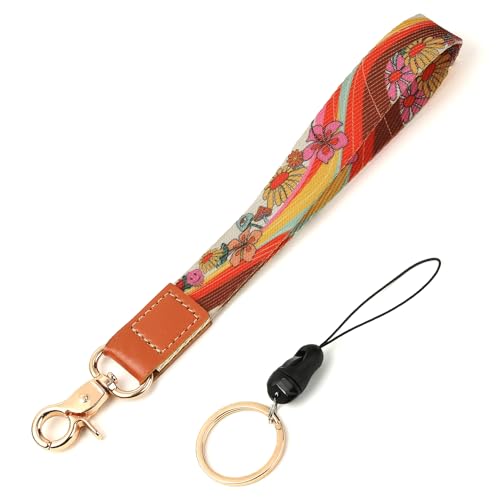 Insaizom Hippie Aesthetic Wrist Lanyard Key Chain, Cute Boho Wristlet Strap Keychain Holder for Women - Boho