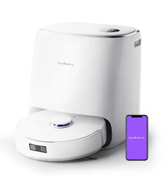 NARWAL Freo X Ultra Robot Vacuums and Mop, 8200 Pa Robot Vacuums and Mop Combo, Auto Mop Drying/Washing, Self-Empty, Zero-Tangling, DirtSense™, All-in-One Base Station, Self-Contained Dust Processing