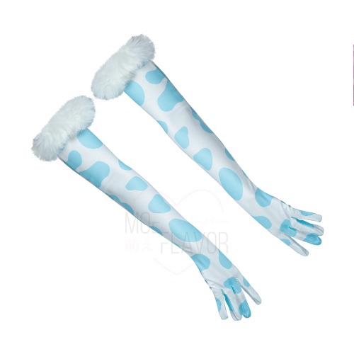 Winter Plush Cow Gloves - Blue / M/L