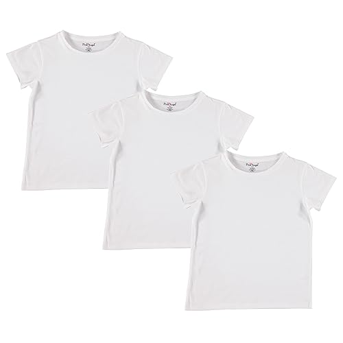 Pink Angel Girls' 3-Pack T-Shirts: Premium Cotton Comfort and Style for School, Play, Camp. Sizes 4 to 16, Tee Shirt 3-Pack - 10-12 - White