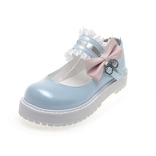 BB BEROBELLO FASHION IS AN ATTITUDE Japanese Sweet Lolita Flat Shoes Maid Cosplay Mary Jane Shoes - 7 - Sky Blue