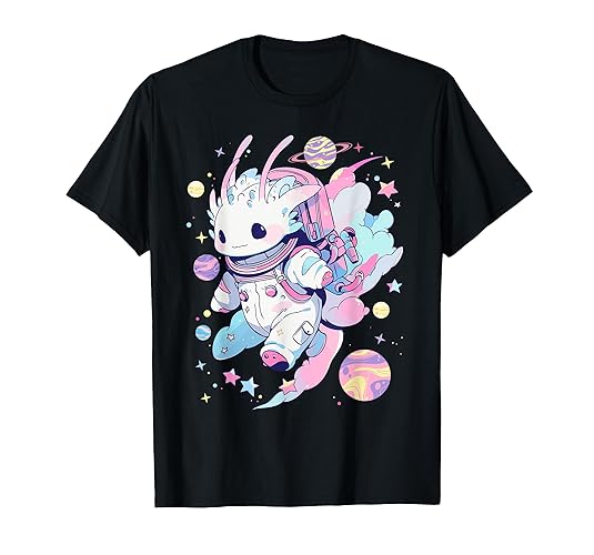 Cute Space Galaxy Axolotl Pastel Goth Aesthetic Nu Goth T-Shirt - Men - Burgundy - 3X-Large