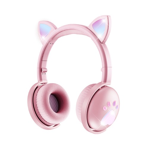 LED Cat Ear Headphones with Immersive Sound - Pink