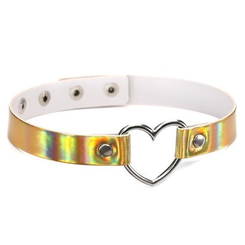 Holographic Heart Choker - Gold