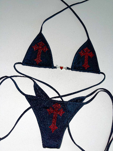 Forgive Me Father rhinestone bikini | Small/Medium