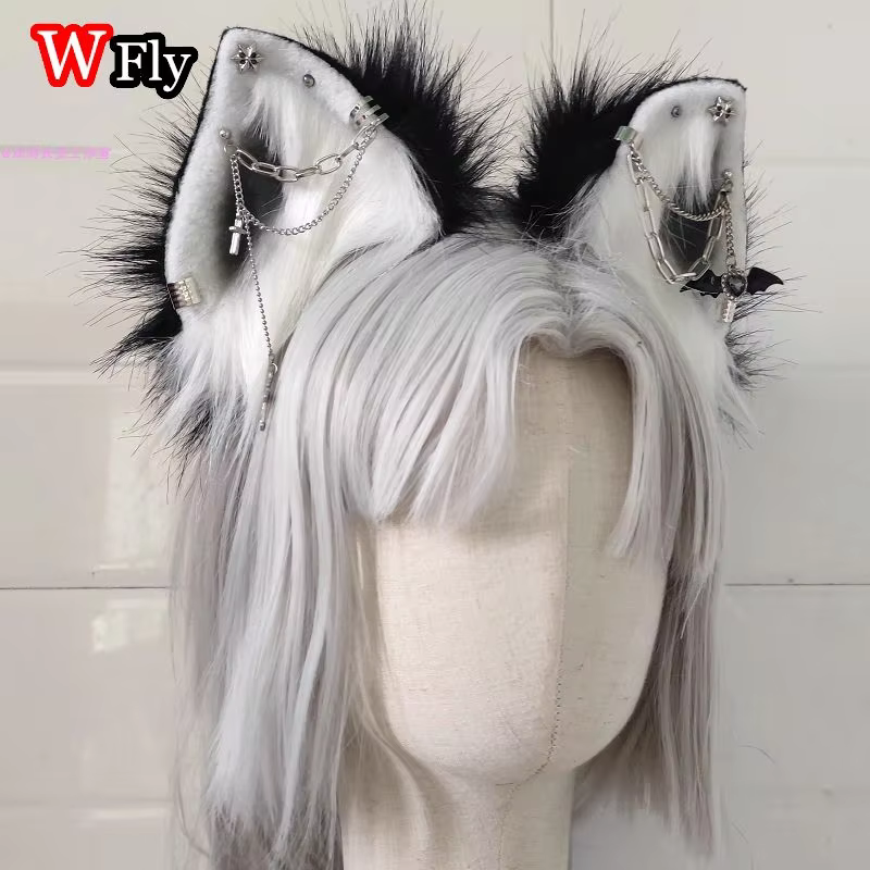 Women's Harajuku Steampunk Headband Y2K Lolita Halloween Headwear Hair Accessories Black White Furry Girls Gothic HairBands - AliExpress 