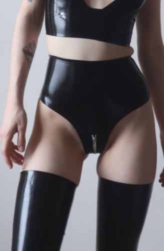 High Waist Crotch Zip Knicker | M / Silver