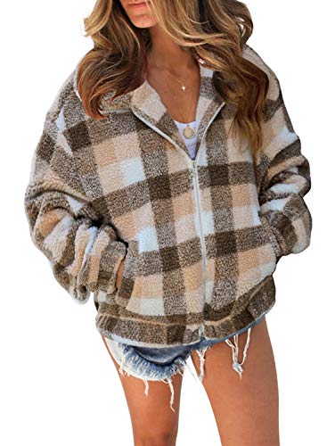 Dokotoo Womens 2023 Winter Full Zipper Sherpa Short Teddy Jackets Coats with Pocketed