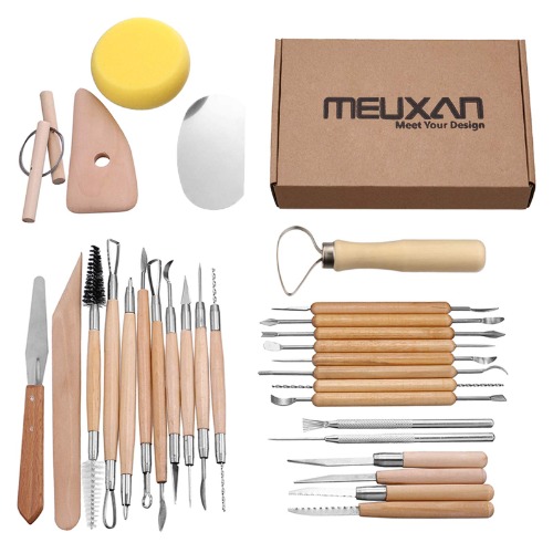 Meuxan 30PCS Pottery Tools Clay Sculpting Tool Set - 30 PCS