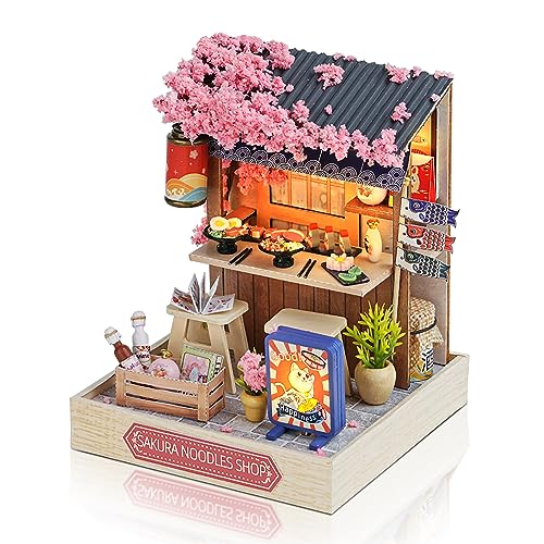 CUTEROOM DIY Doll House Miniature Furniture Wooden House Kit with Dust Cover & LED Light and Accessories (QT041) 