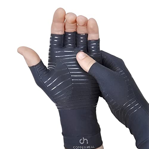 COPPER HEAL Gants Compression Soigner Arthrite - Meilleur gants Medico en cuivre pour la polyarthrite rhumatoïde du canal carpien, problèmes musculosquelettiques et l’arthrose tendinites. - S (Lot de 1)