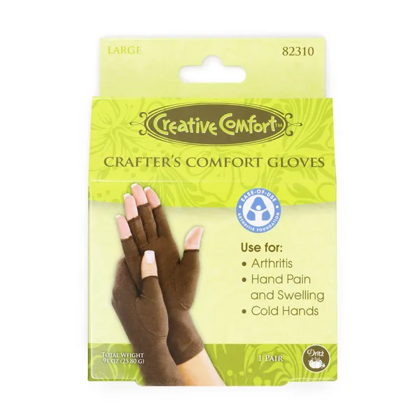 Dritz Comfort L Crafters Glove, Large, Brown, 2