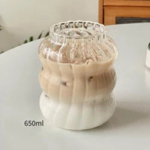 Glass Heat-resistant Trendy Tumbler Drinkware Iced Coffee Mug - 4 Sizes - 650ml / glass