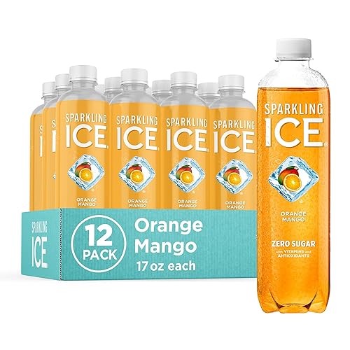 Sparkling Ice, Orange Mango Sparkling Water, Zero Sugar Flavored Water, with Vitamins and Antioxidants, Low Calorie Beverage, 17 fl oz Bottles (Pack of 12) - Orange Mango