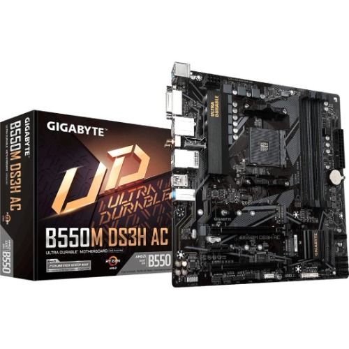 GIGABYTE B550M DS3H AC (AM4 AMD/B550/Micro ATX/Dual M.2/SATA 6Gb/s/USB 3.2 Gen 1/PCIe 4.0/HMDI/DVI/DDR4/Motherboard) - B550 B550M DS3H AC Bundle
