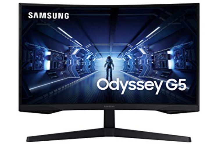 SAMSUNG Odyssey G5 Series 27-Inch WQHD (2560x1440) Gaming Monitor, 144Hz, Curved, 1ms, HDMI, Display Port, FreeSync Premium (LC27G55TQWNXZA) - 27-inch - QHD, 144Hz - Curved
