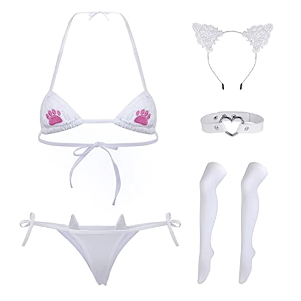 SPORCLO Cute Anime Lingerie Sets Sexy Bra and Panty Set Costume Cosplay Bikinis for Women
