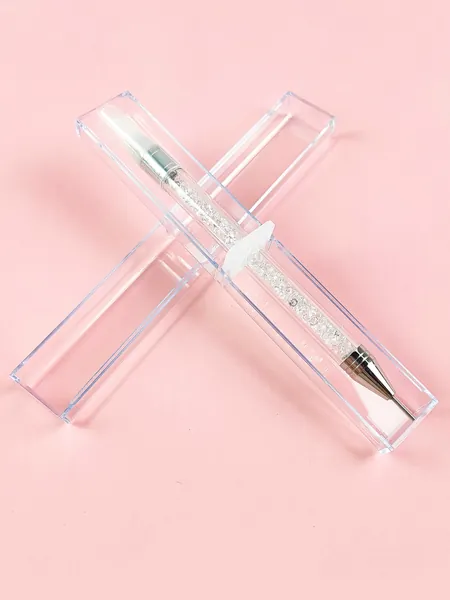 1pc 3D Rhinestone Decor Nail Art Drill Pen With Storage Box