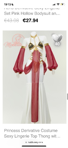 Princess Derivative Costume Sexy Lingerie Top Thong with Sleeves Choker Chest Chain