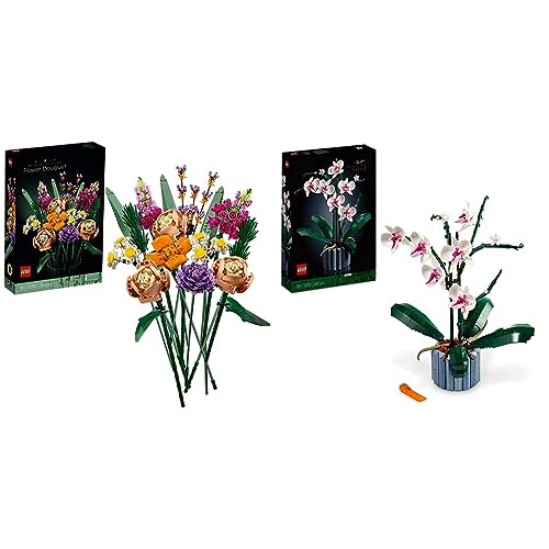 LEGO 10280 Icons Blumenstrauß, Künstliche Blumen & 10311 Icons Orchidee, Künstliche Pflanzen Set mit Blumen - Bundle mit 10311 Icons Orchidee