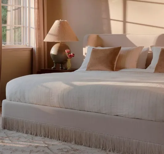 Upholstered Fringe Bed