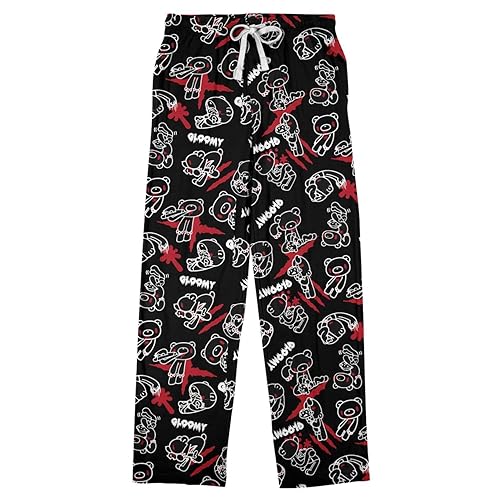 Gloomy Bear All Over Pattern Action Shot Black Lounge Pajama Pants - Large