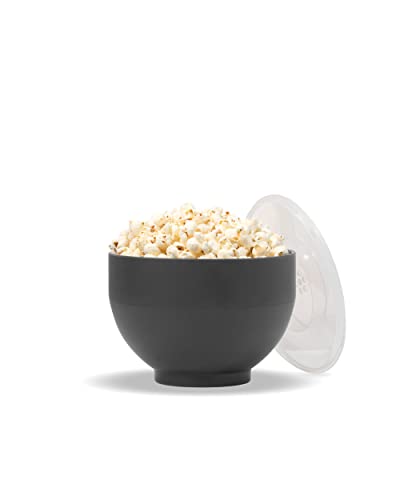 W&P Microwave Silicone Popper Maker | Black | Collapsible Bowl w/Built in Measuring, BPA, Eco-Friendly, Waste Free, 9.3 Cups of Popped Popcorn - Original - Charcoal