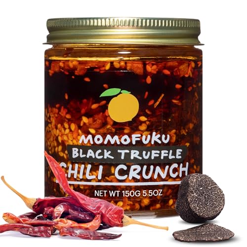 Momofuku Black Truffle Chili Crunch by David Chang, (5.5 Ounces), Chili Oil with Crunchy Garlic and Shallots, Spicy Chili Crisp with Real Truffle for Cooking as Sauce or Topping (Packaging May Vary) - Black Truffle Chili Crunch - 5.5 Ounce (Pack of 1)