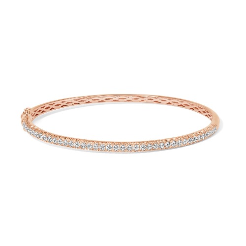 14K Gold 1.00 Cttw Half Eternity Diamond Bangle Bracelet (G-H Color, SI2-I1 Clarity) - 7" Inches - White