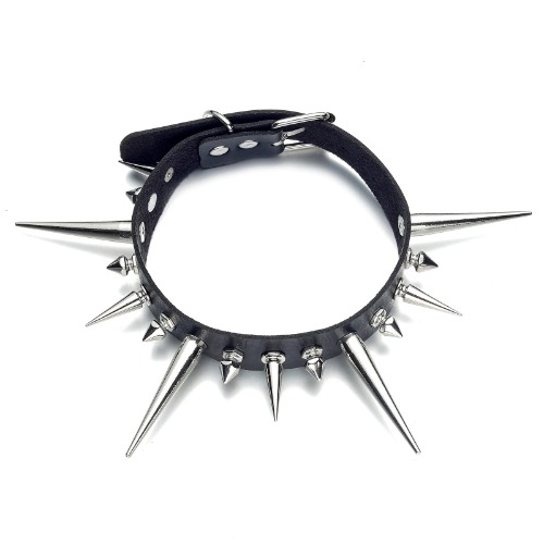 Goth Necklaces Long Spiked Choker Punk Rock Collar Halloween Costume Jewelry Gothic Accessories, Faux Leather, No Gemstone
