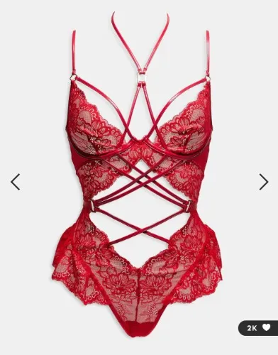 Ann Summers crotchless body in red - S
