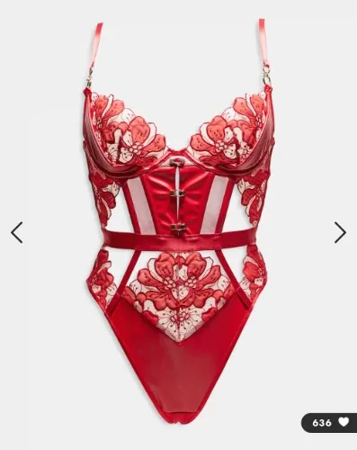 Ann Summers Dark side crotchless body in red - S