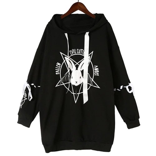 Cosfun Loose Lace Up Sleeves Rabbit Hoodie mp005932