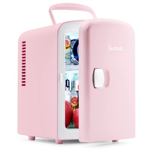 AstroAI Mini Fridge, 4 Liter/6 Can AC/DC Portable Thermoelectric Cooler and Warmer Refrigerators for Skincare, Beverage, Food, Home, Office and Car, ETL Listed (Pink) - Pink