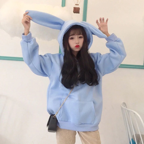 Plus velvet rabbit ears hooded jacket SS3070 | M / blue