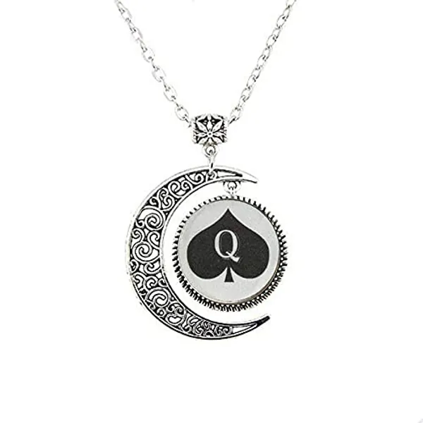 NXTU Queen of Spades Moon Necklace Charm Jewelry Friend Gift