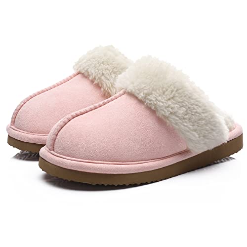 Litfun Women's Fuzzy Memory Foam Slippers Fluffy Winter House Shoes Indoor and Outdoor - 10.5-11 - Pink