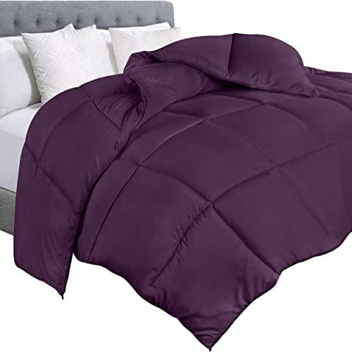 Utopia Bedding Comforter Duvet Insert, Quilted Comforter with Corner Tabs, Box Stitched Down Alternative Comforter Plum