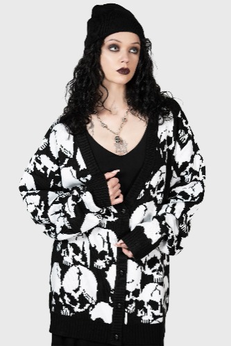 Bone Idle Cardigan | M / Black/White / 100% Acrylic