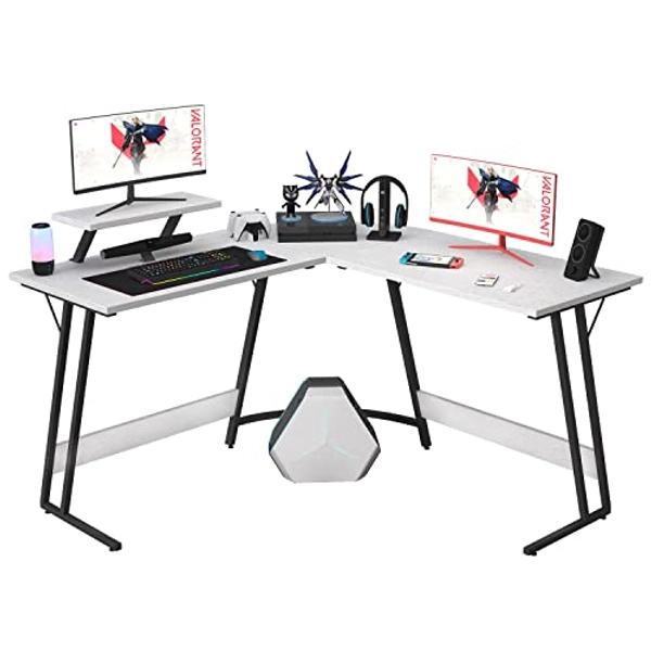 Homall L Shaped gaming desk Computer, Pc Corner Table with Large Monitor Riser Stand for Home Office Sturdy Writing Workstation (Black,51 Inch)