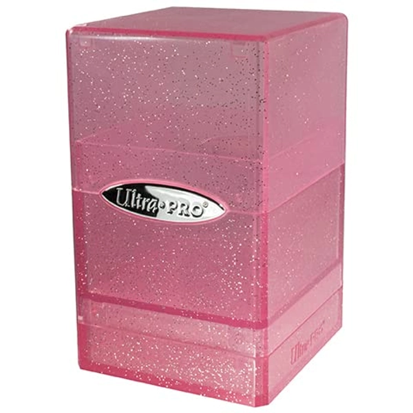 Ultra Pro - Satin Tower 100+ Card Deck Box (Glitter Pink) - Protect Your Gaming Cards, Sports Cards or Collectible Cards In Stylish Glitter Deck Box, Perfect for Safe Traveling