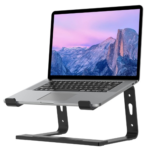 Tonmom Laptop Stand for Desk, Aluminium Laptop Riser Holder, Removable Notebook Stand Ventilated Cooling Computer Stand Compatible with 10-15.6” Laptops-Black