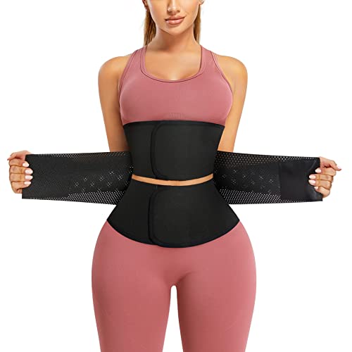 Bafully Womens Waist Trainer Corset Workout Waist Cincher Trimmer Belt Hourglass Underbust Tummy Control Body Shaper - Black - XXL
